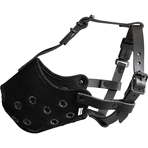 Large Dog Basket Muzzle - No Biting, Barking, or Chewing - Adjustable Straps, Bl
