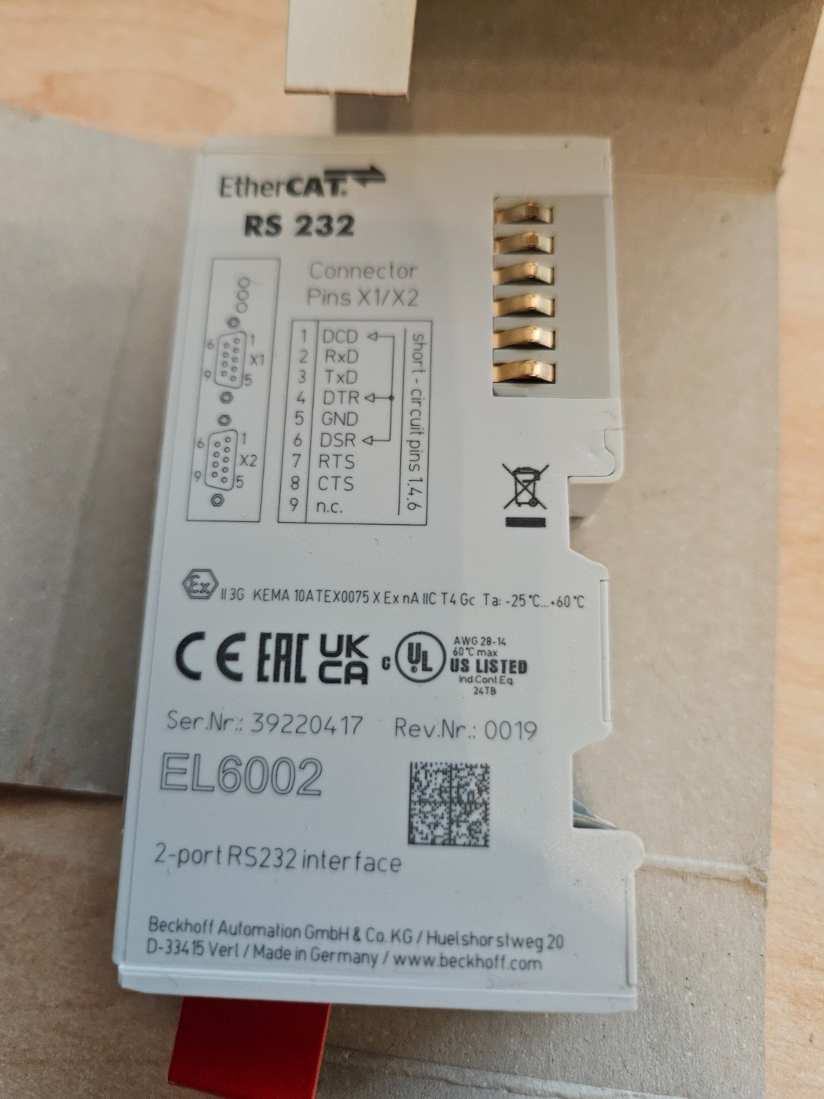 Beckhoff EL6002 NEW