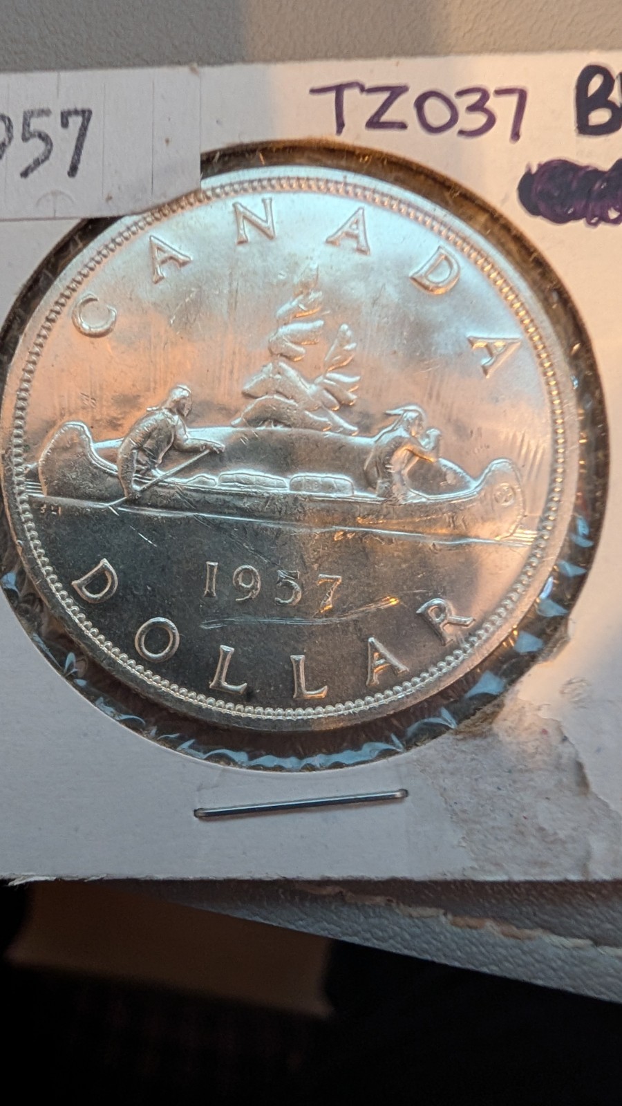1957 Canada $1 Dollar ProofLike Silver Semi Key Date (TZ037)