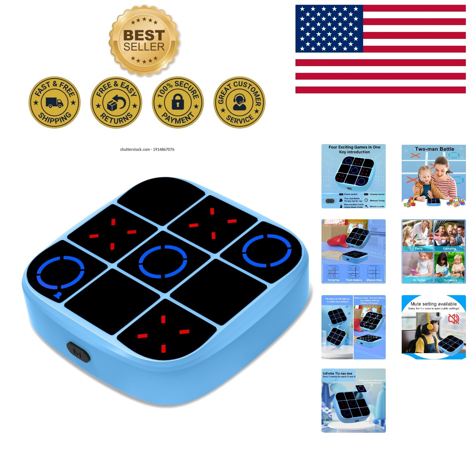 Portable 4-in-1 Electronic Tic-Tac-Toe Game – Teach Strategy on the Go