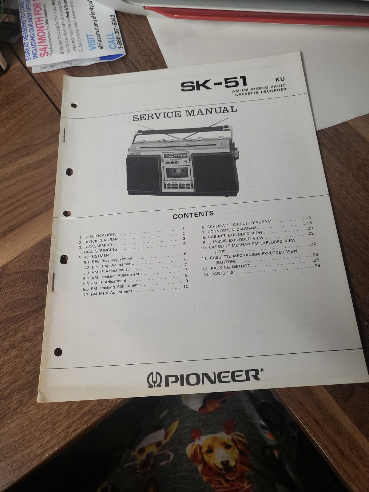 Pioneer SK-51 Radio  Service Manual *Original*