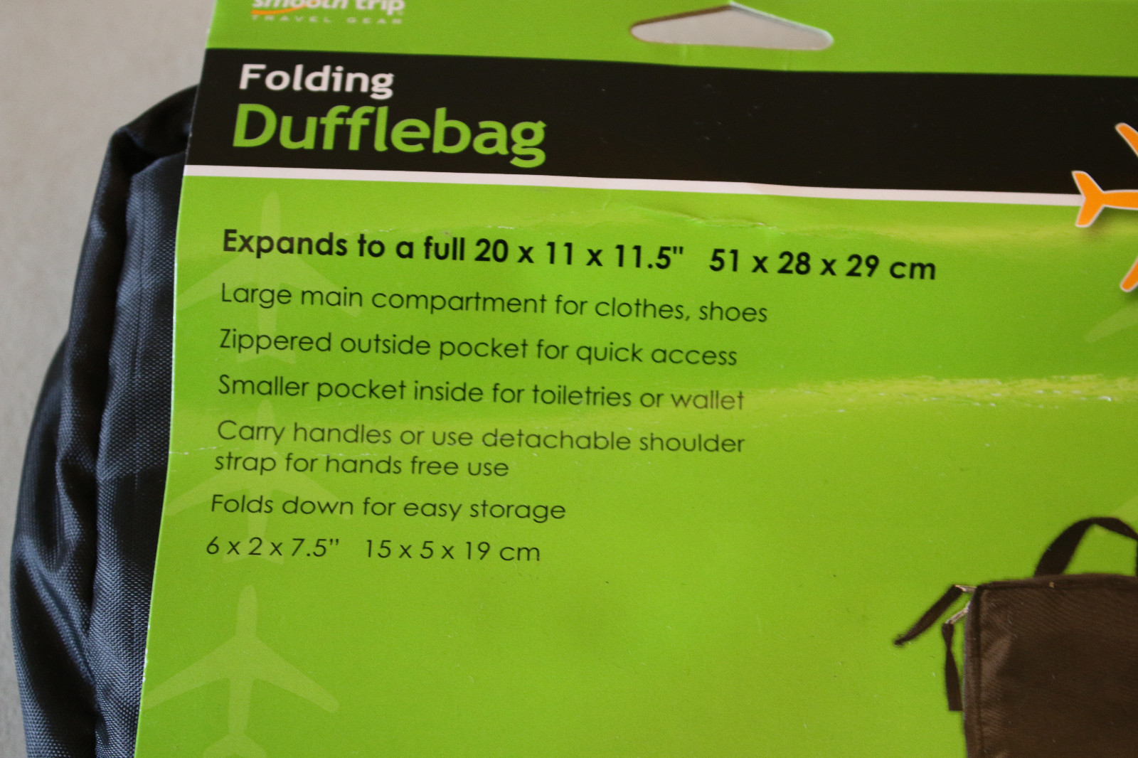 Smooth Trip Folding Expandable Dufflebag 20x11x11.5 Brand New