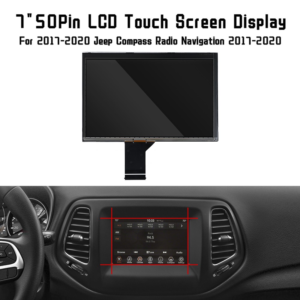 For 2017-2020 Jeep Compass Radio Navigation Replace 7" LCD Display Touch Screen