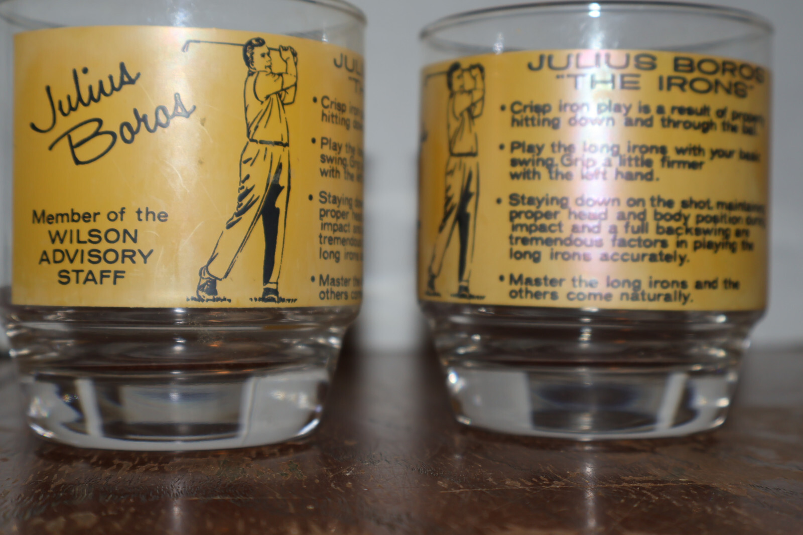 2 Vtg. Wilson Advisory Staff Julius Boros Golf The Irons Glass Lowball Tumbler