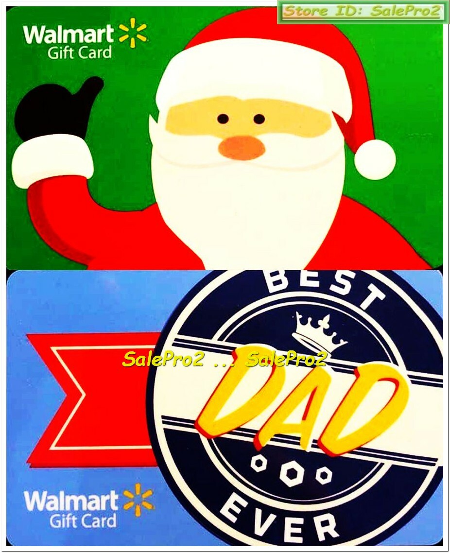2x WALMART USA CHRISTMAS SANTA THUMB UP BEST DAD EVER COLLECTIBLE GIFT CARD LOT