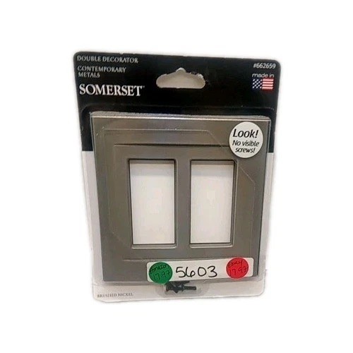 Somerset Double Decorator Wall Plate Hidden Screws Brushed Nickel #662659 {26