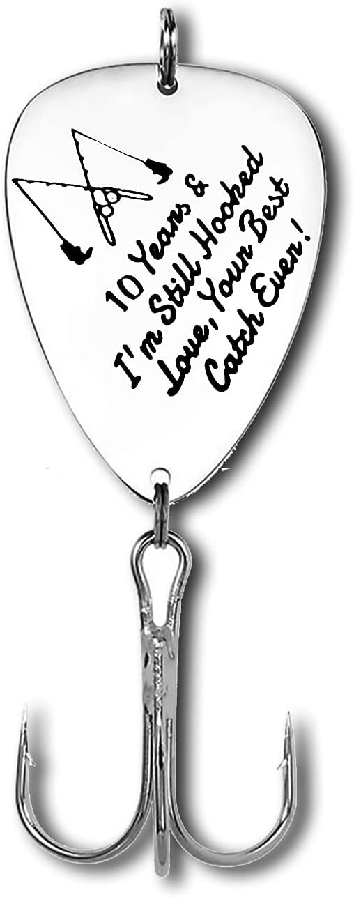 10th Anniversary Hook Gifts for Him Her 10 Years Medium, Silver