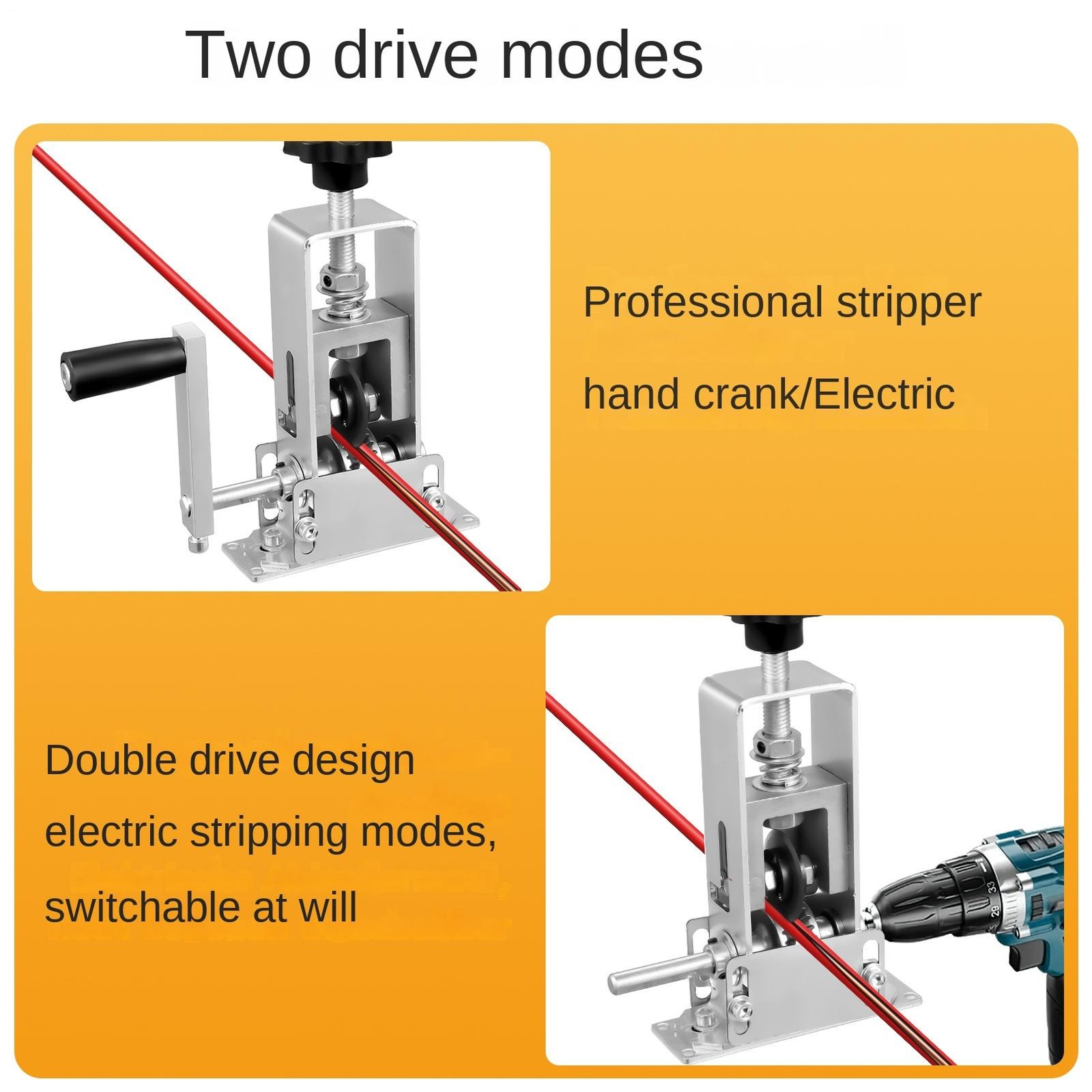 Manual Wire Stripper Machine Stripping 1mm -25mm Hand or Drill Powered US