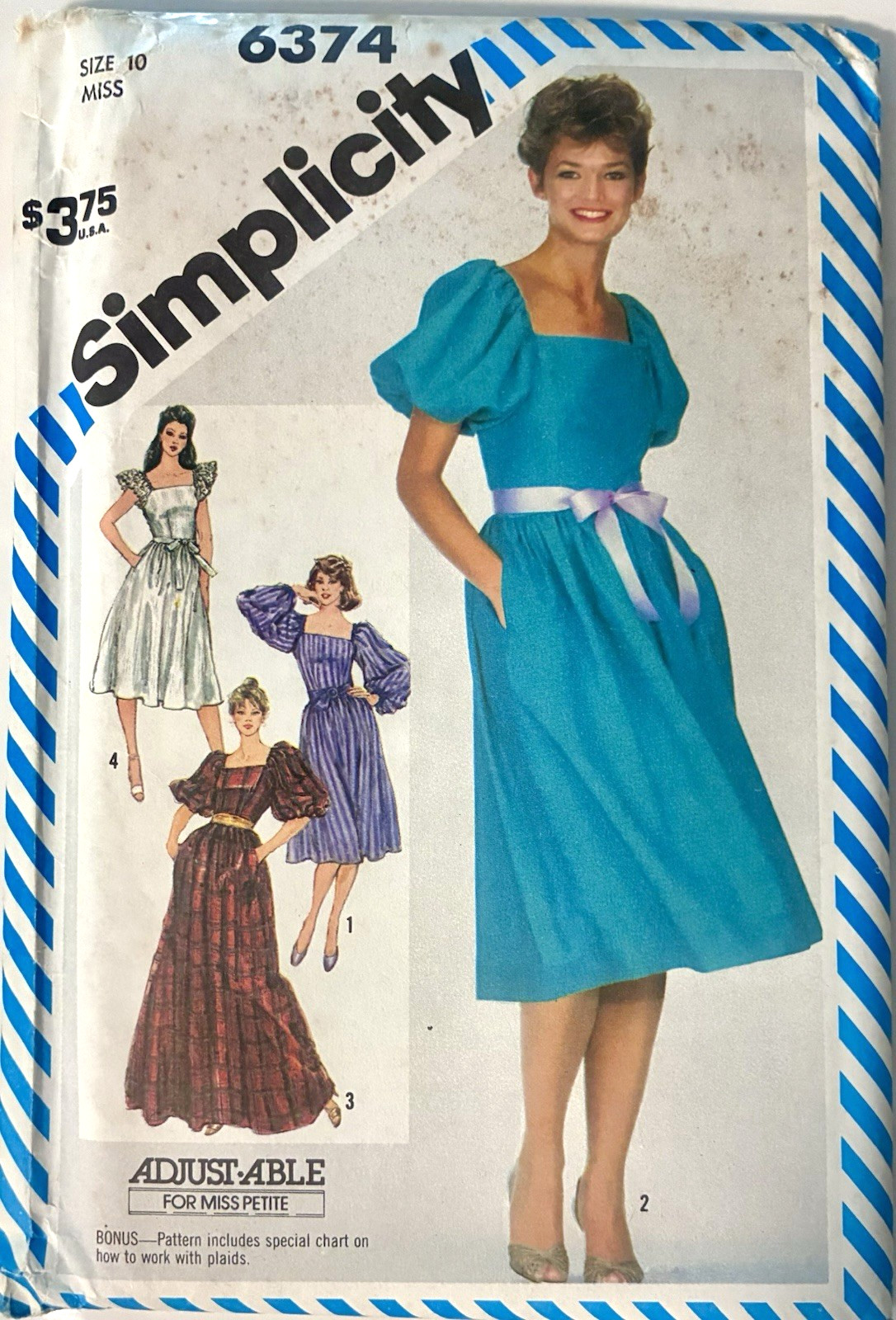 SALE! UNCUT Miss Pullover Dress(2Lengths) Simplicity 6374 Vintage 1983 InstGuide