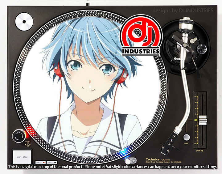 Anime Headphone Girl Tisha - 7"-12" DJ slipmat for  turntable record player