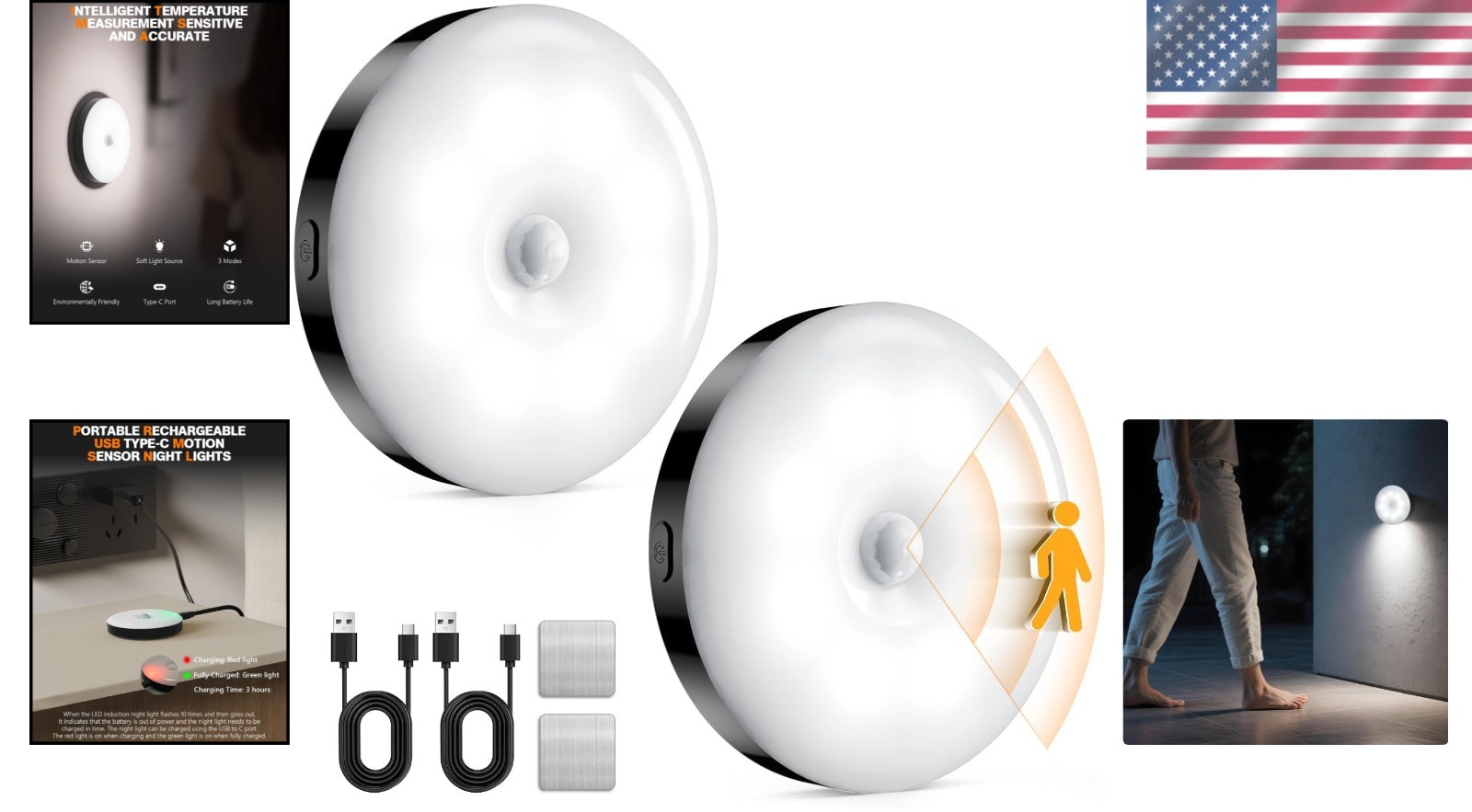 Led Induction Night Light 2 Magnetic Lamp Infrared Motion Sensor AU