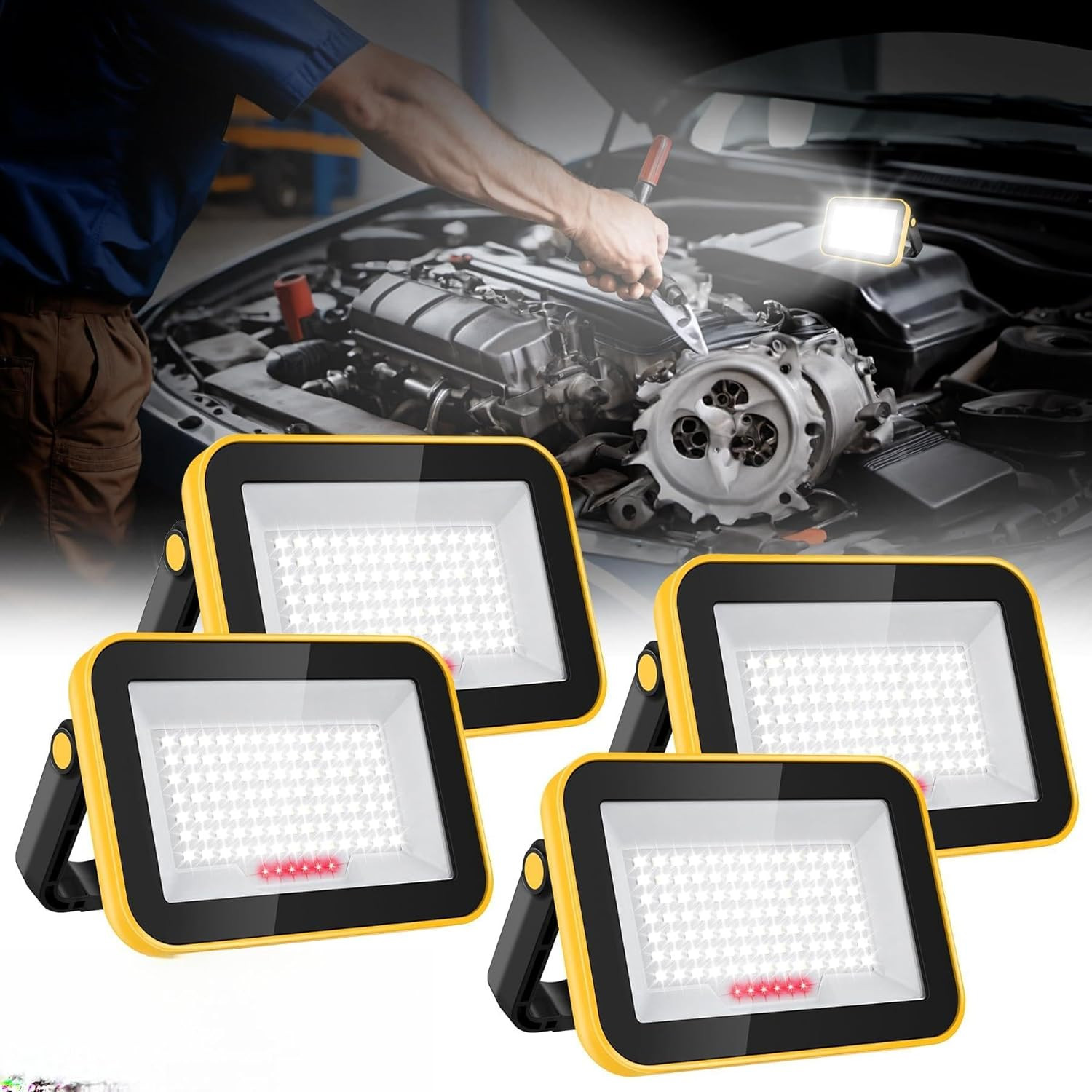 Rechargeable Work Light, Portable Flood Light for Outside, Cordless LED Work Lig