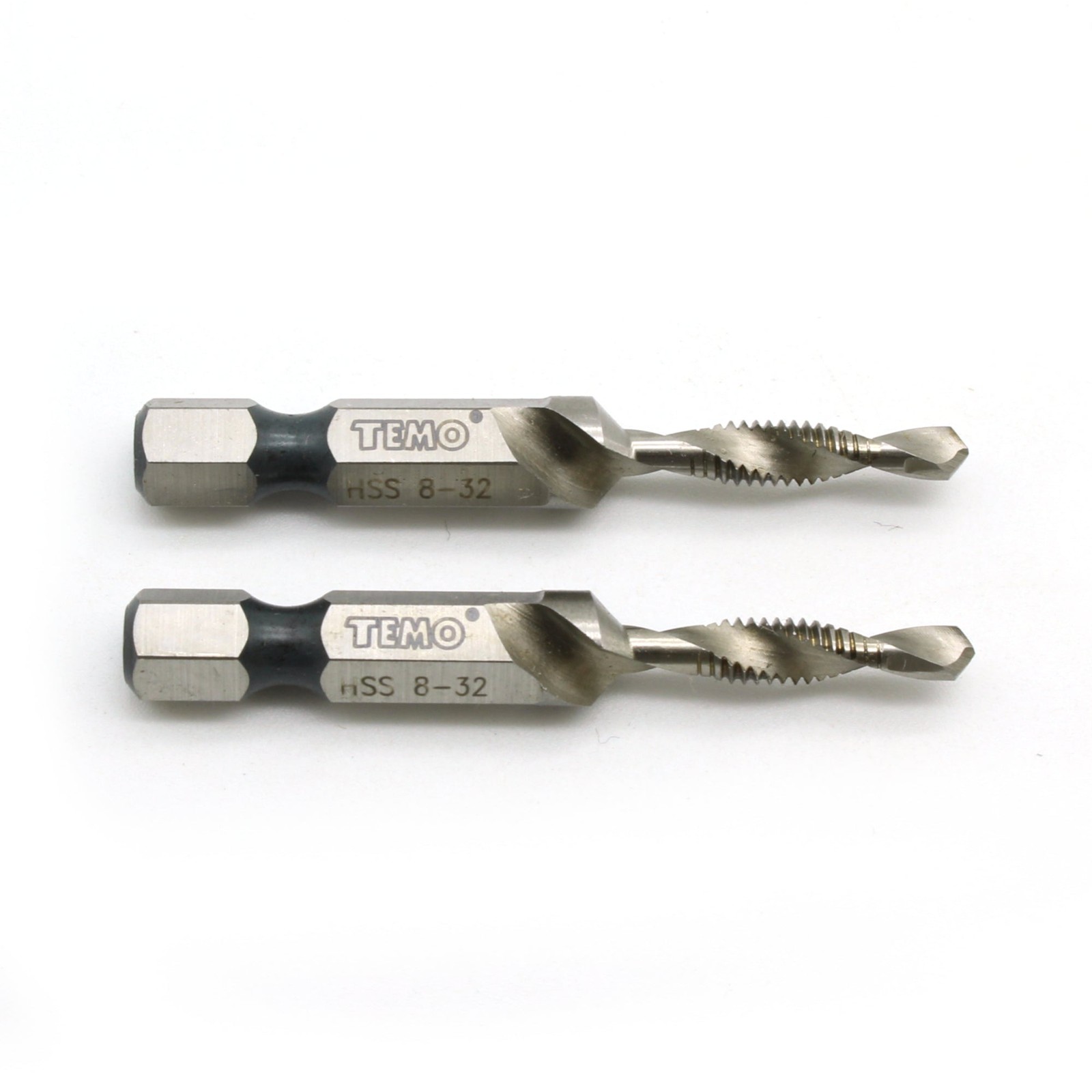 TMAX 2 pc 8-32 Combination Drill and Tap Multi Use Deburr Countersink Hex Bit