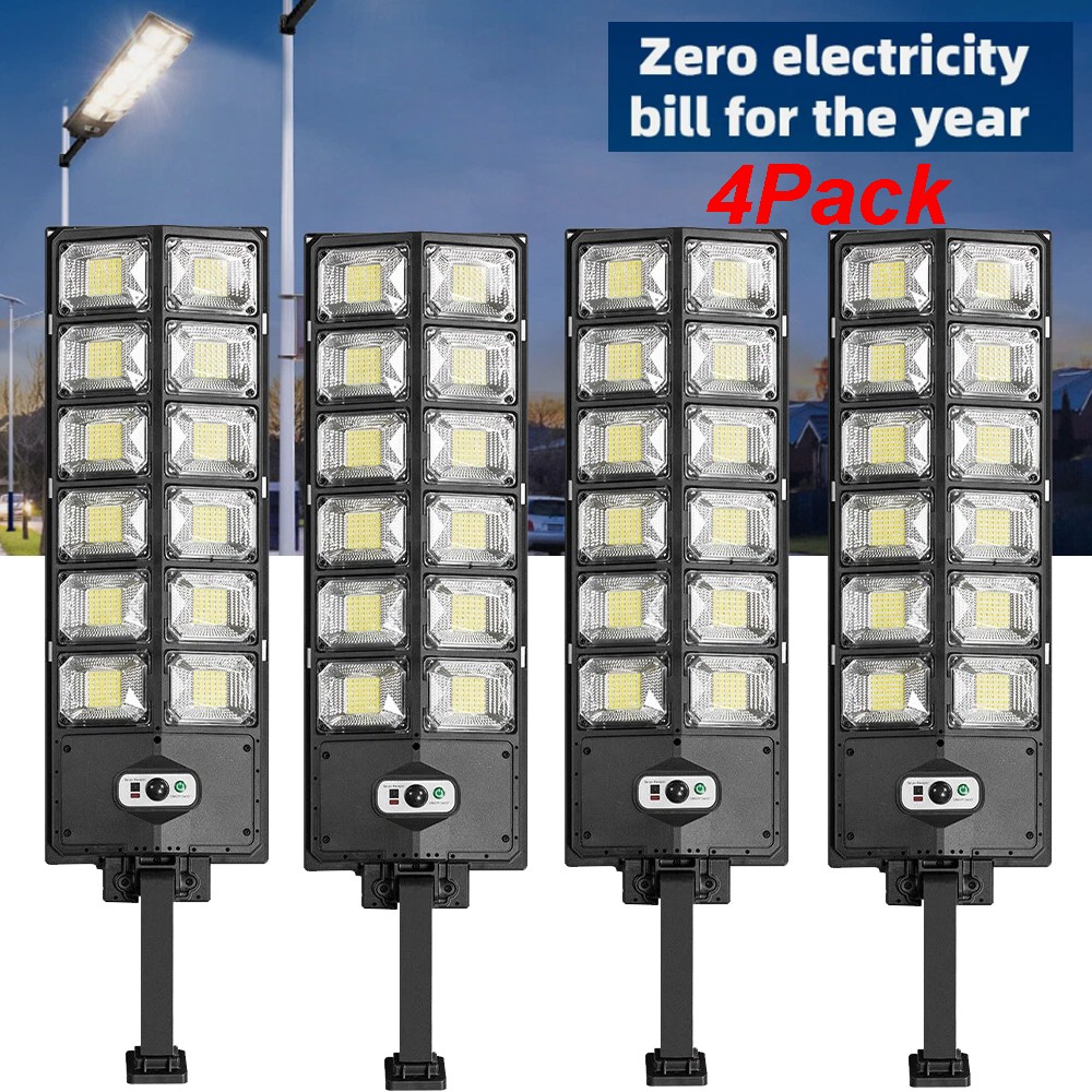 4Pack Super Bright Commercial Solar Street Light Outdoor Road Dusk to Dawn Lamps
