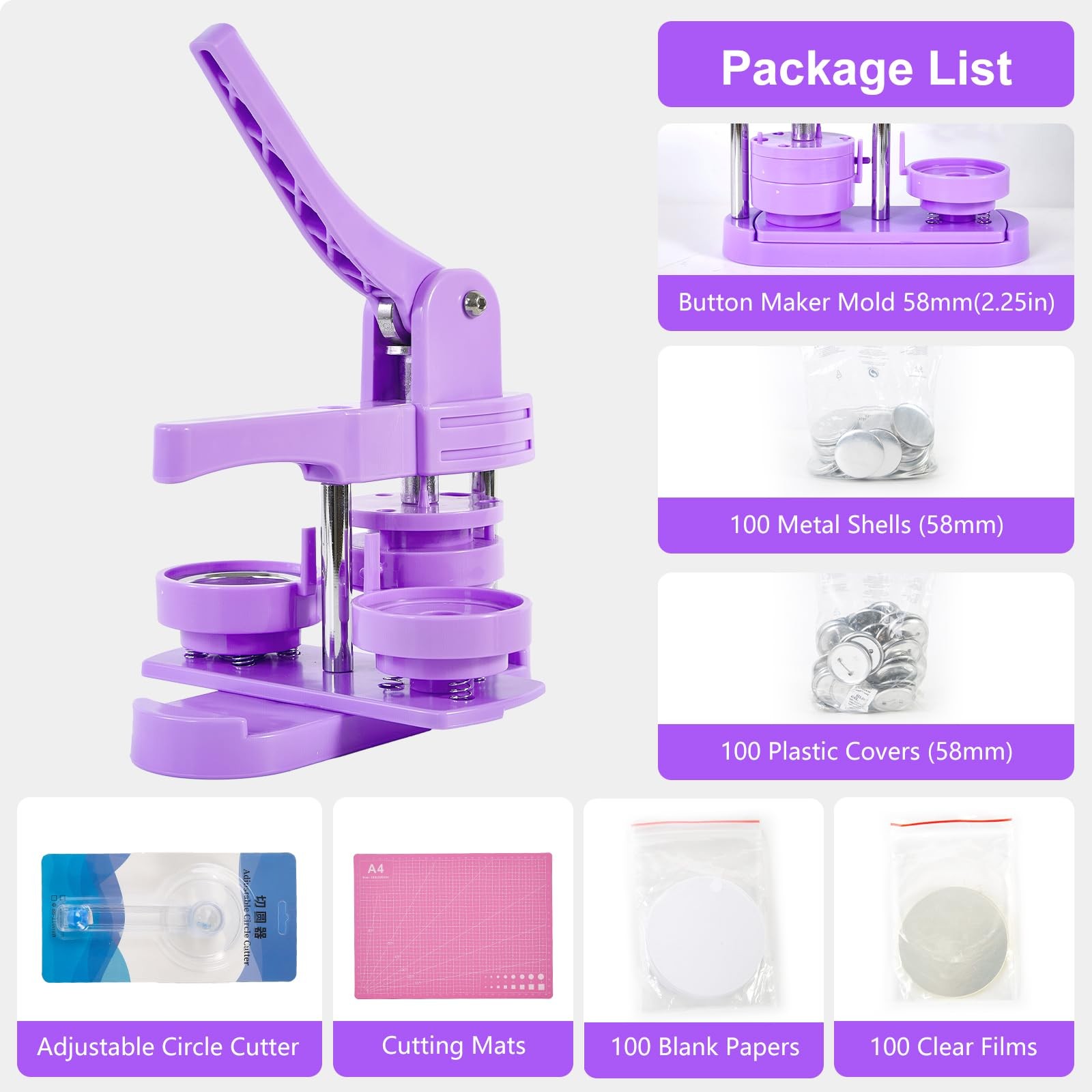 Button Maker Machine 2.25in 58mm - Button Pin Maker Machine Kit for DIY Gifts...