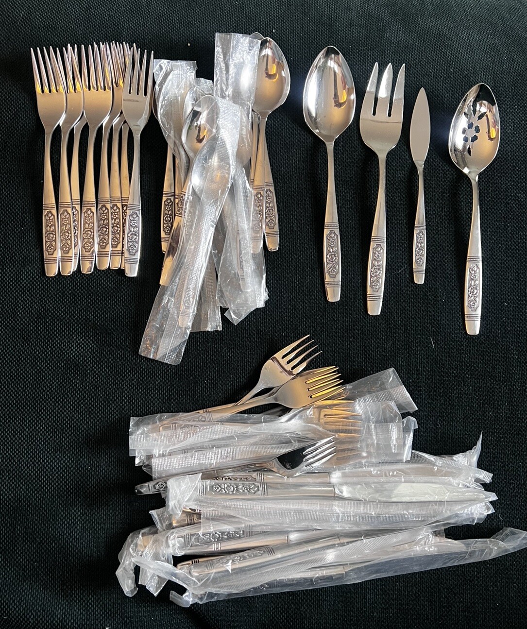 7 complete Sets  Profile Stainless Oneida Louisville Rose Service + Serving Set