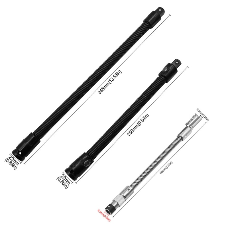 192/250/345 Electric Wrench Sleeve Socket Extension Tool Universal Rod Bendable