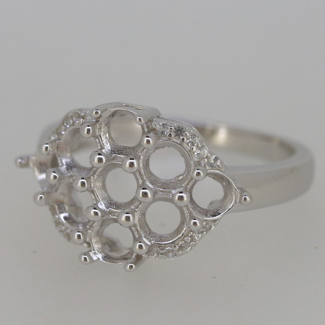 Sterling Silver Semi Mount Ring Setting RD 4x4mm Cluster Ring Topaz Solid