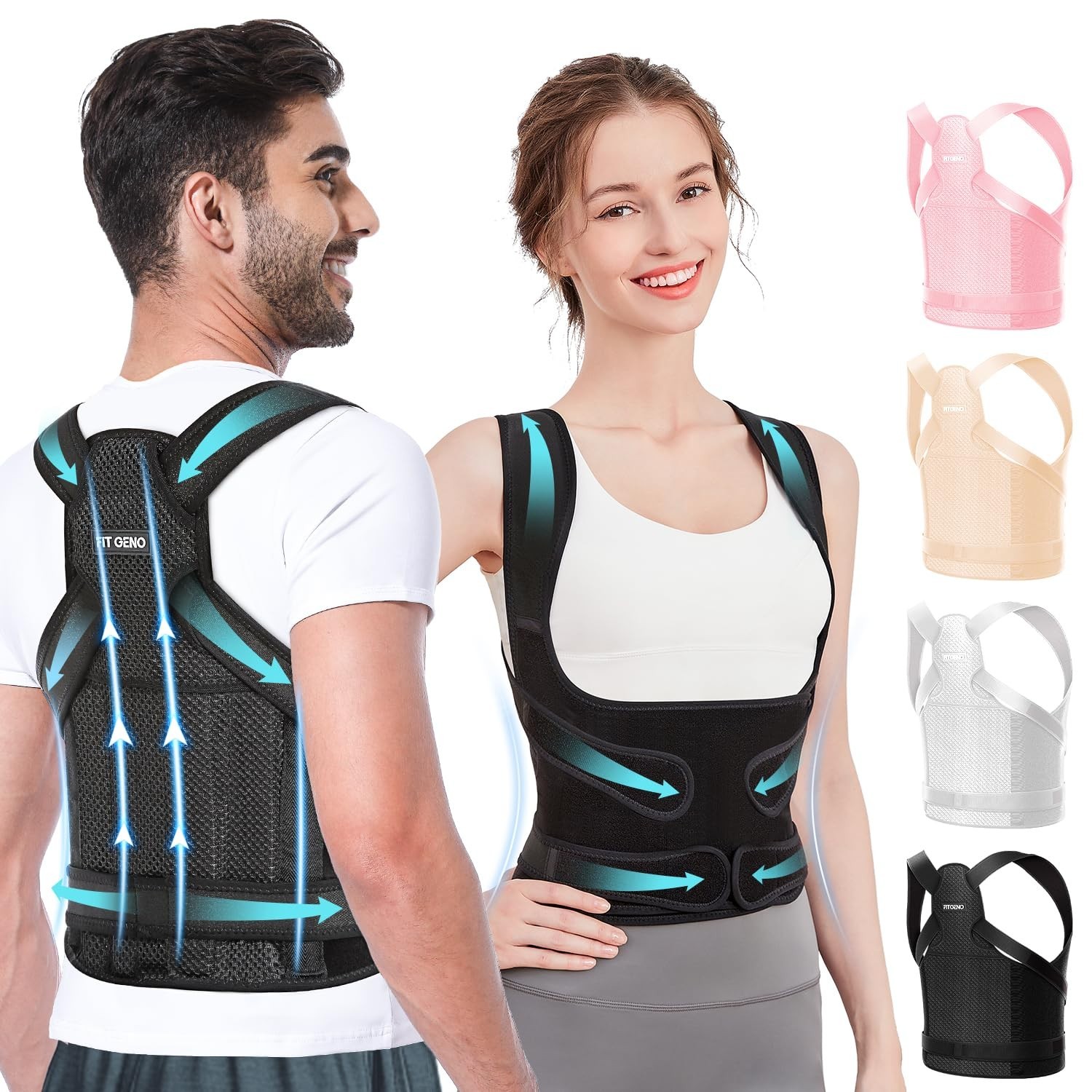 Fit Geno Back Brace Posture Corrector Black Size S (Waist 26–34") Unisex
