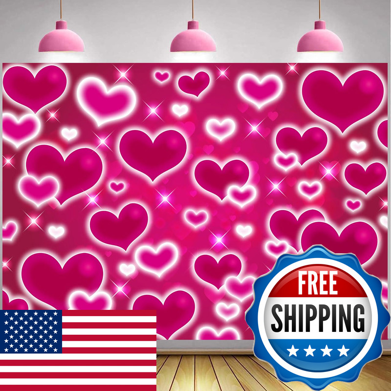 Cinray Hot Pink Heart Photo Backdrop 10X8Ft Galentines Day Decorations Early