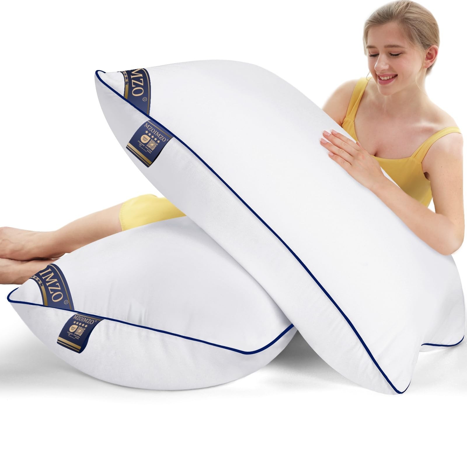 MZOIMZO Supportive Firm Bed Pillows for Sleeping- Queen Size Set of 2, Coolin...