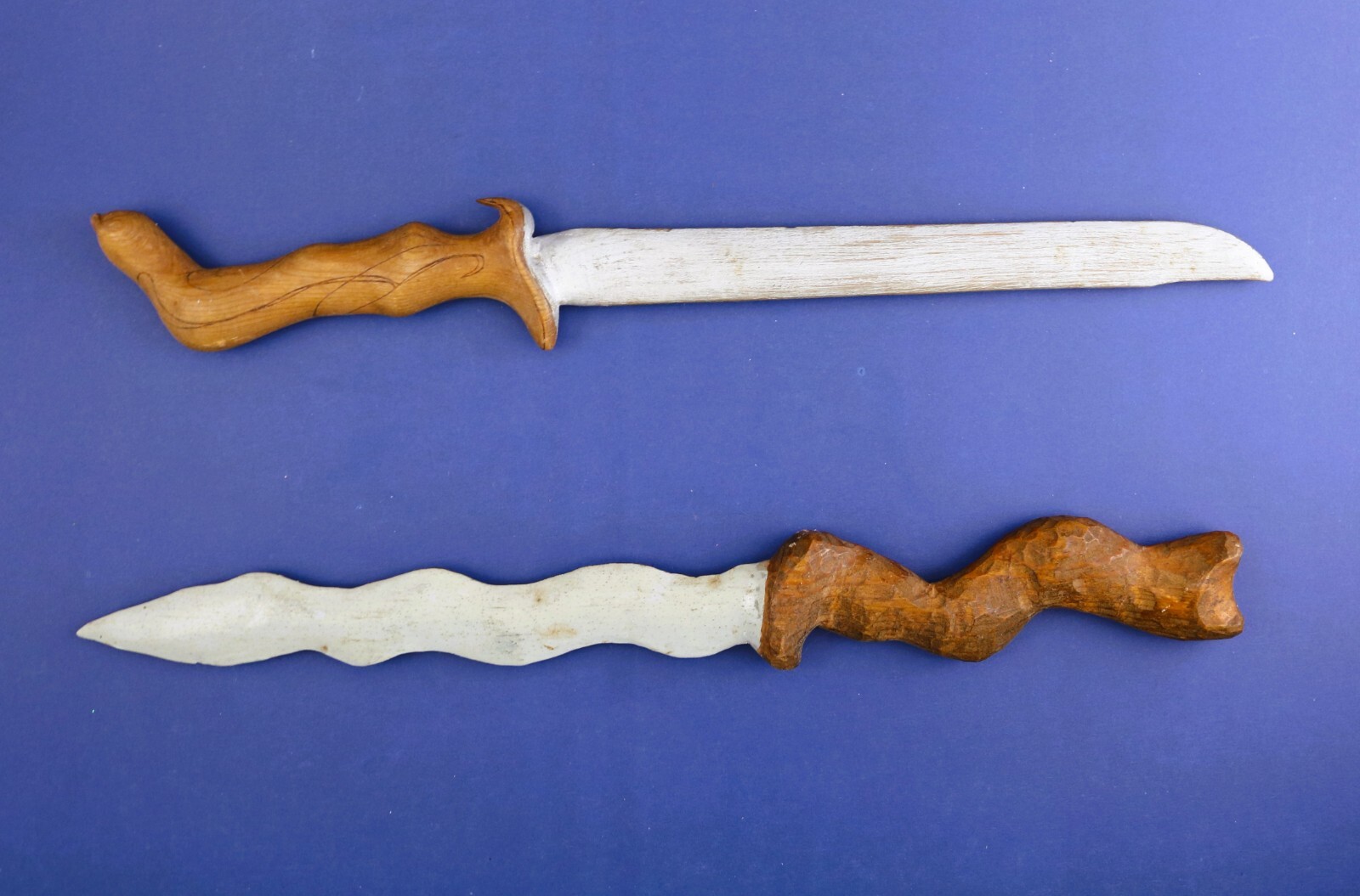 Artist Michael Bruckdorfer Hand Carved Hand Painted Wood Daggers Set of Two