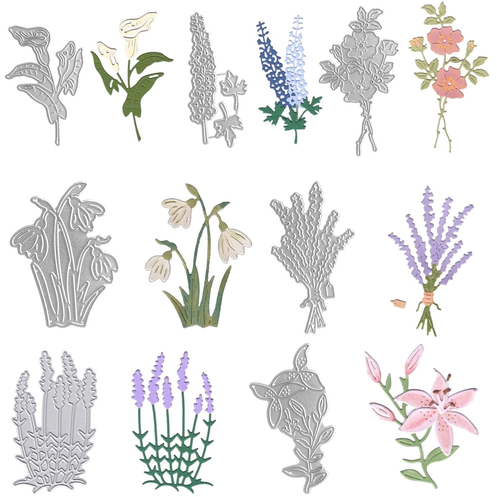7PCS Flowers Dies for Card Making DIY Scrapbooking Lavender Lily Floral Metal...