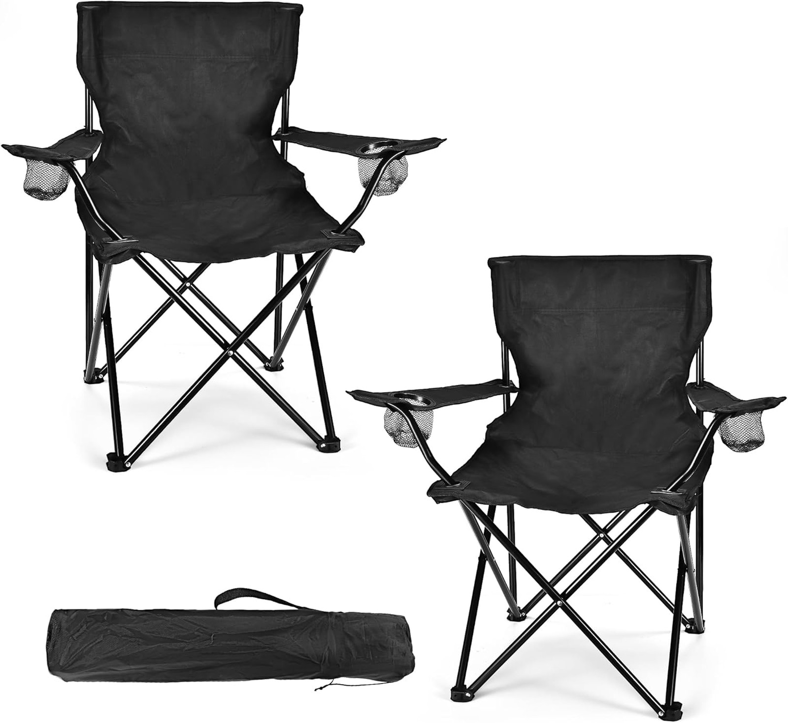 Lightweight Camping Chairs Set for Adults and Teens, 250LBS Capacity Foldable