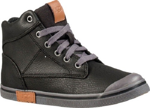 UGG Damian Shoes - Black Pebble Leather - High Top - Lace - Zipper - Size 4