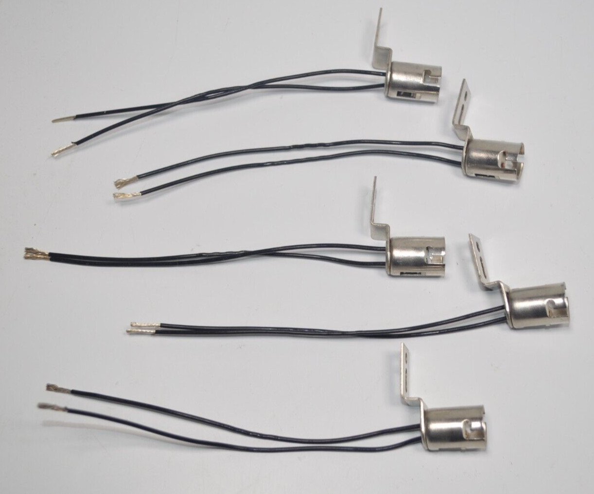 Lot of 5 NOS LEECRAFT No. 22 Wired Bayonet Lamp Holders w/ Brackets 500W 125V