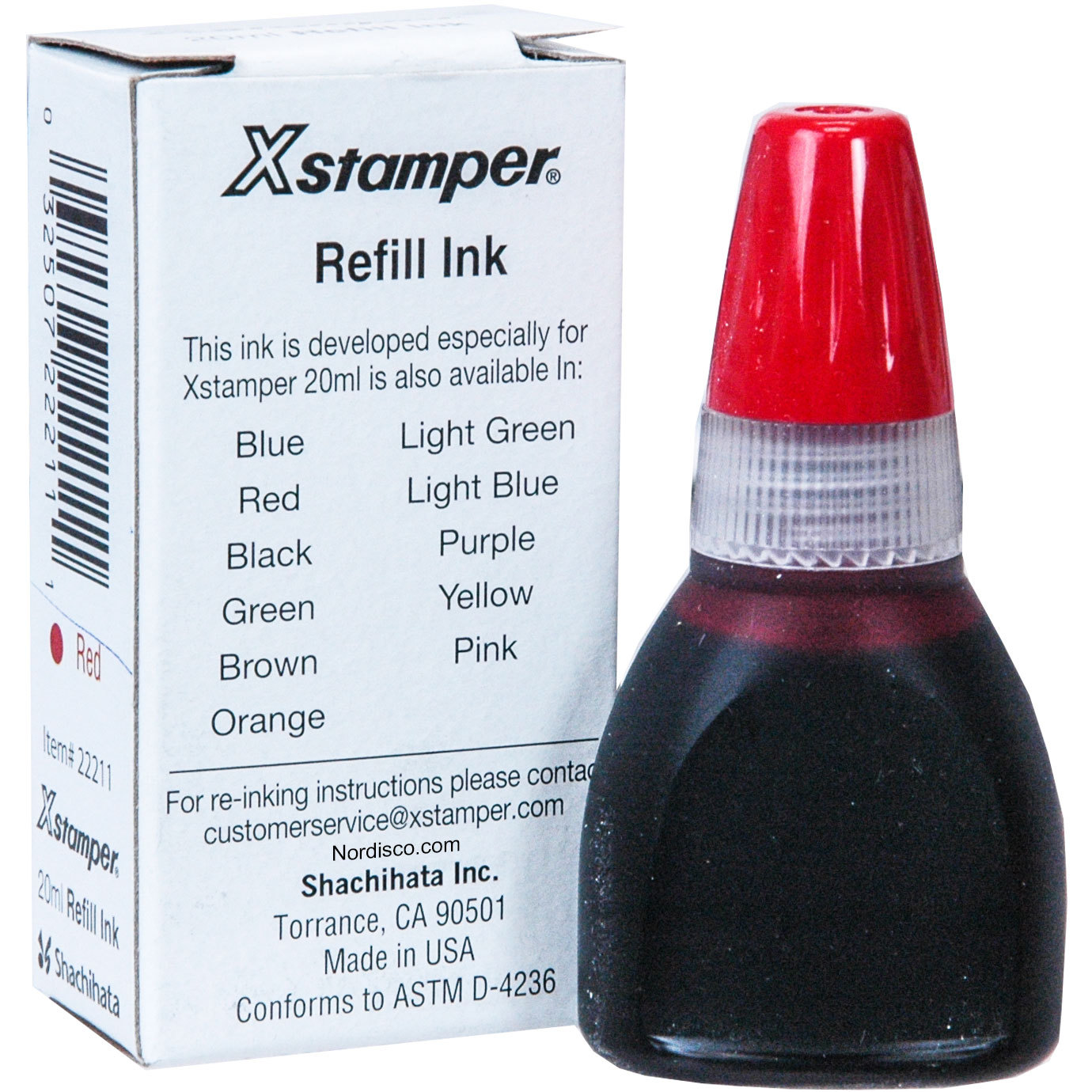 Xstamper Red Refill Ink 22211, 20ml Bottle, CS-20N by Shachihata