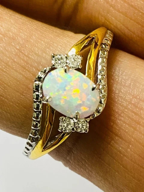 2 Ct Oval Cut Lab Created Fire Opal Engagement Ring 14K Yellow Gold Plated