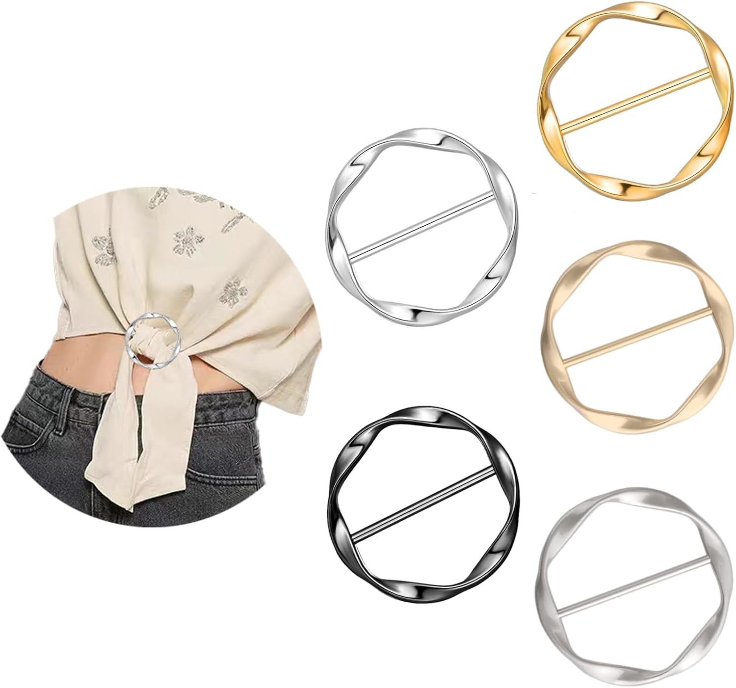 lar Silk Scarf Ring Clip T-shirt Tie Clips for Women scarf rings and