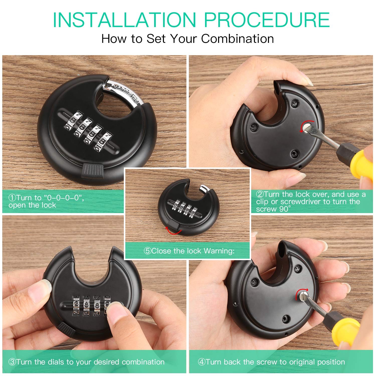 Delswin 4-Digit Disc Combination - Combination Padlocks Hardened