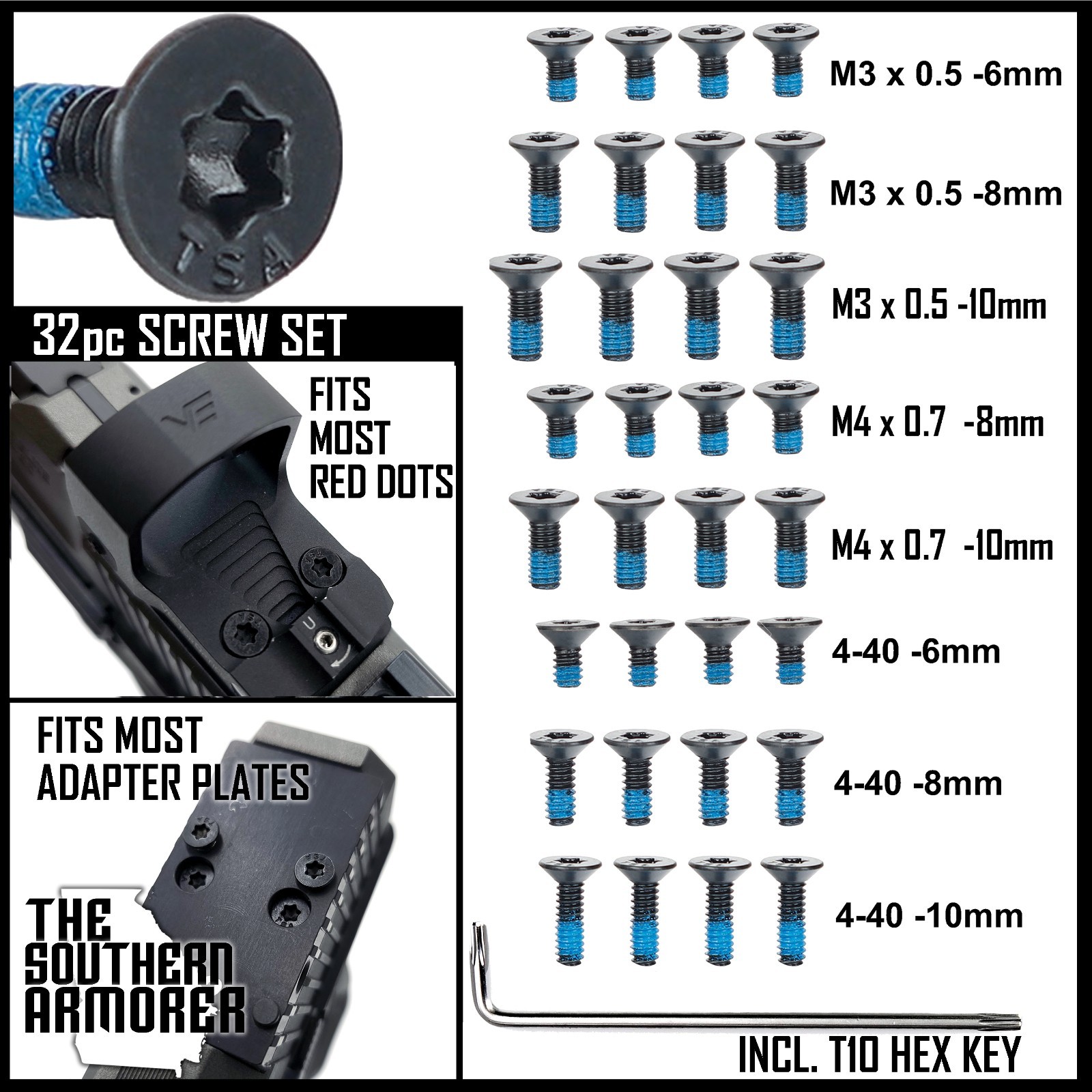 32pc Red Dot Screw Set – FN Reflex, PDP Pro, Arex Delta, APX Carry, SCCY Hellcat
