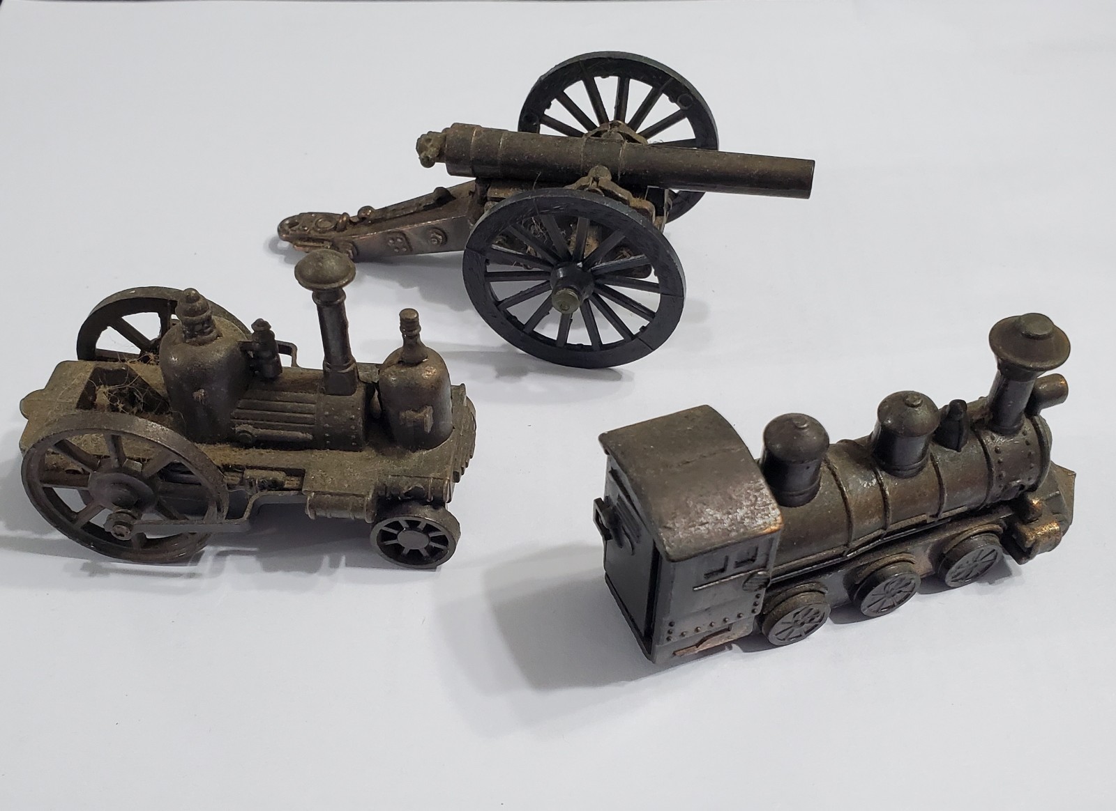 Vintage - Cast Metal Pencil Sharpeners Locomotive Steam Engine Cannon See Pics!