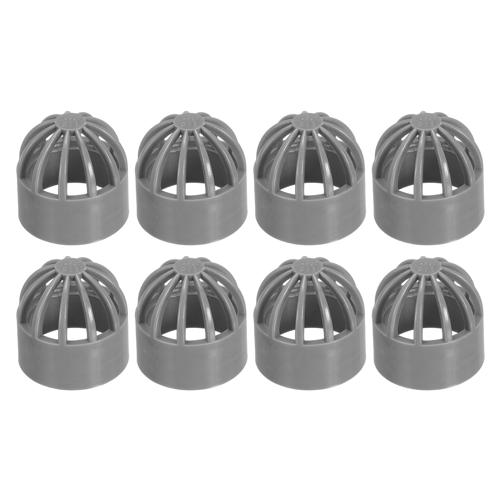 1 Inch (25mm) Fish Cover Permeable Cap, 8 Pcs PVC Aquarium Guard, Gray