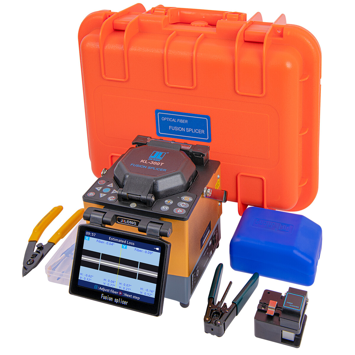 JILONG KL-300T Optical Fiber Fusion Splicer Kit w/Fiber Cleaver,0.02dB Splicing