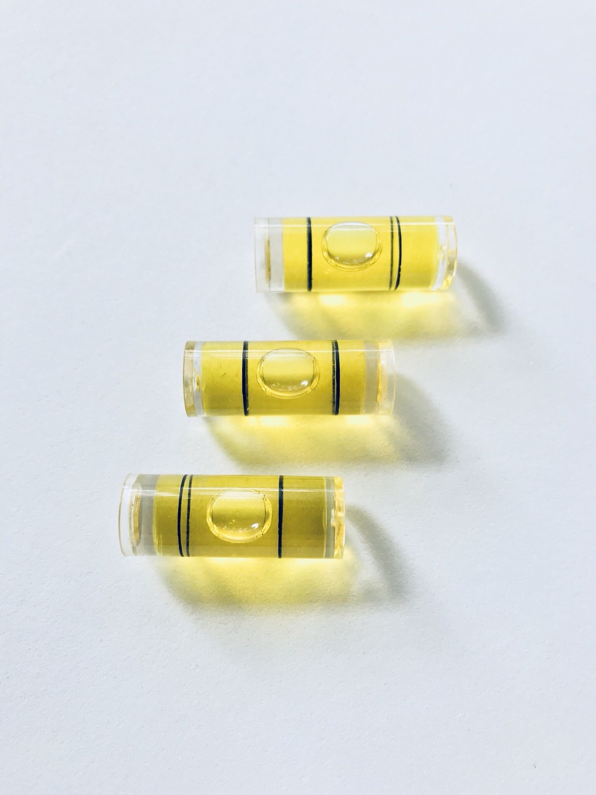 3 PCs .375” D X .980” L Acrylic Tube Bubble Spirit Level Vials - Bright Yellow.