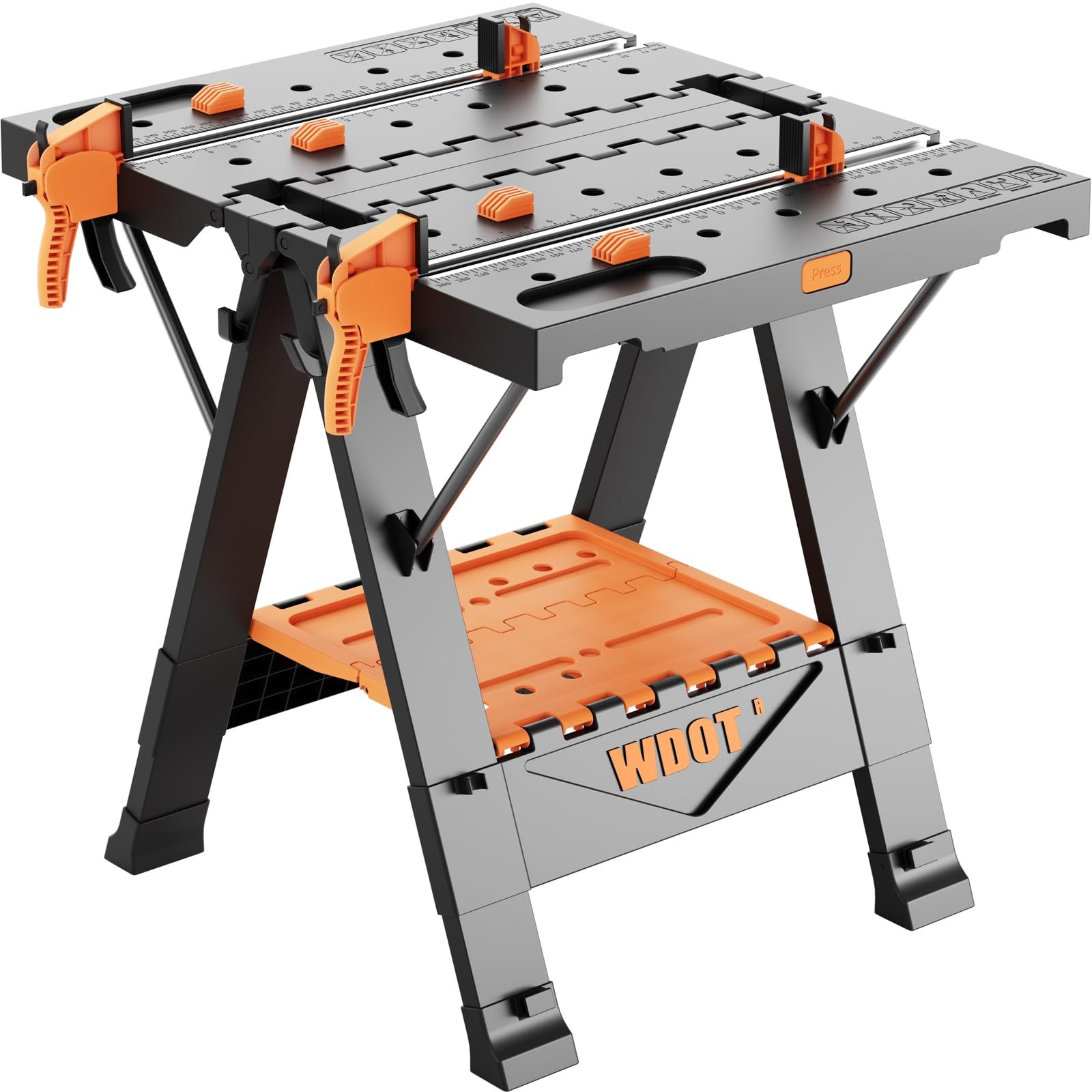 WDOT Work Bench Table 2 in 1 Portable Folding Workbench for Black and Orange