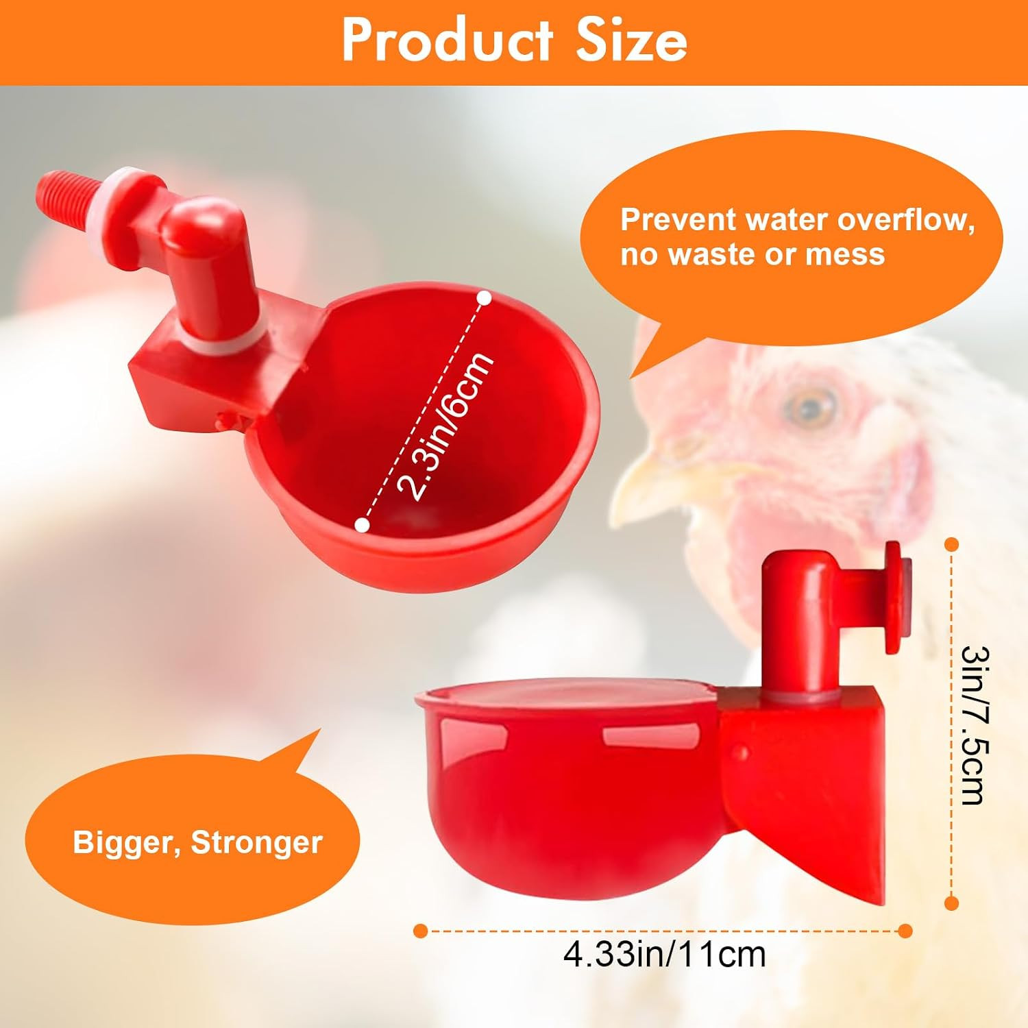 Automatic Chicken Waterer System with PVC Pipeline, Water Cups, Float Valve and