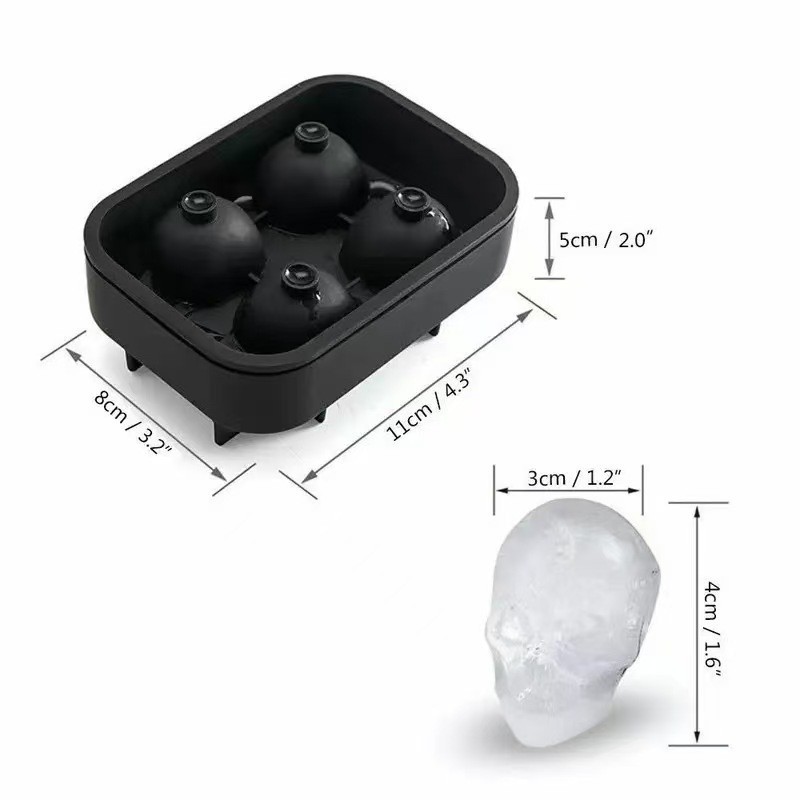 3D Skull Silicone Ice Cube Mold - 1.6'' Easy Release Flexible Silicone