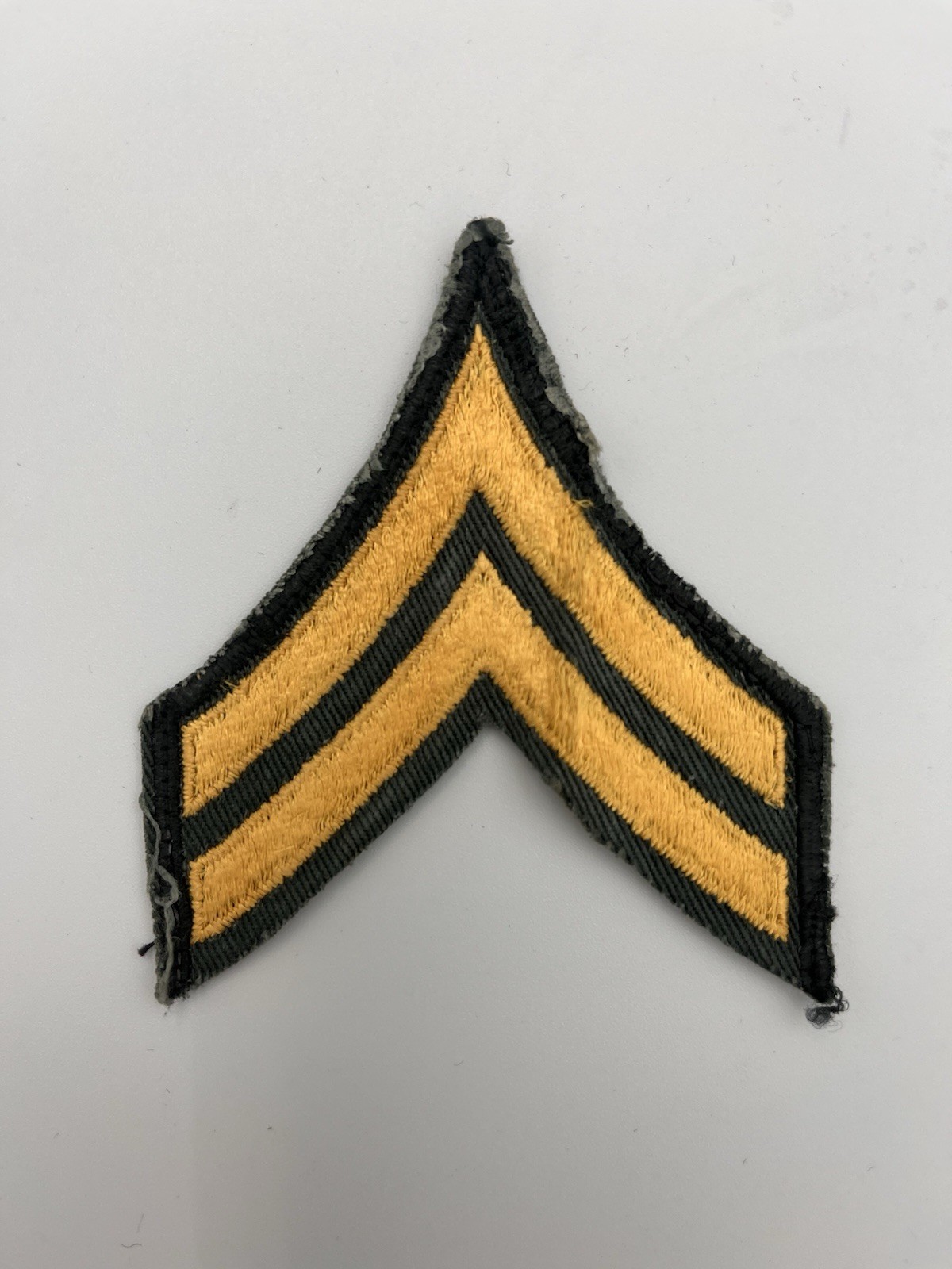Vintage Issued US Army Corporal E-2 Rank Chevron Patch Gold on OD