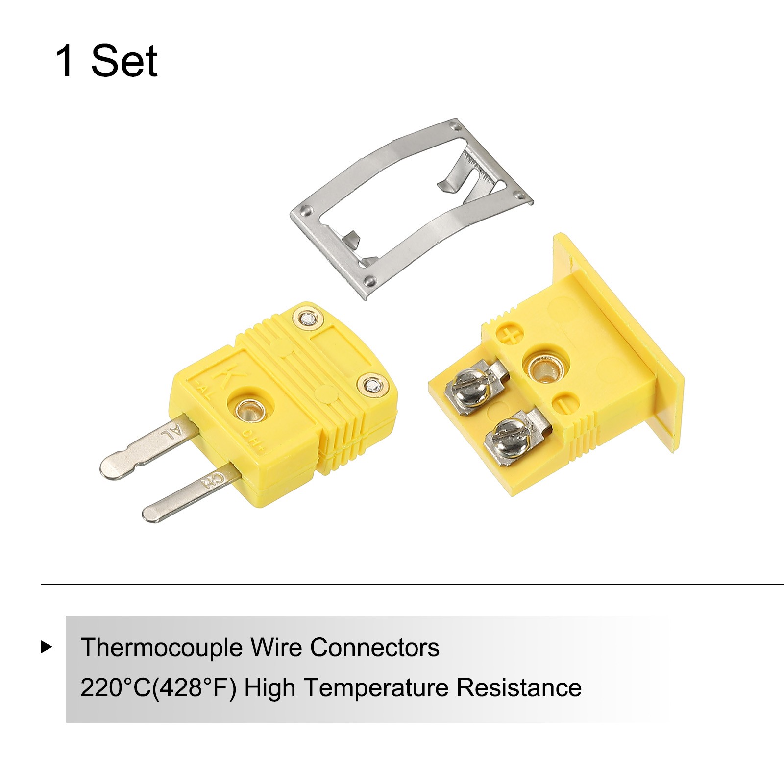 K Type Thermocouple Wire Connectors Male Plug with Panel Mount Mini Socket