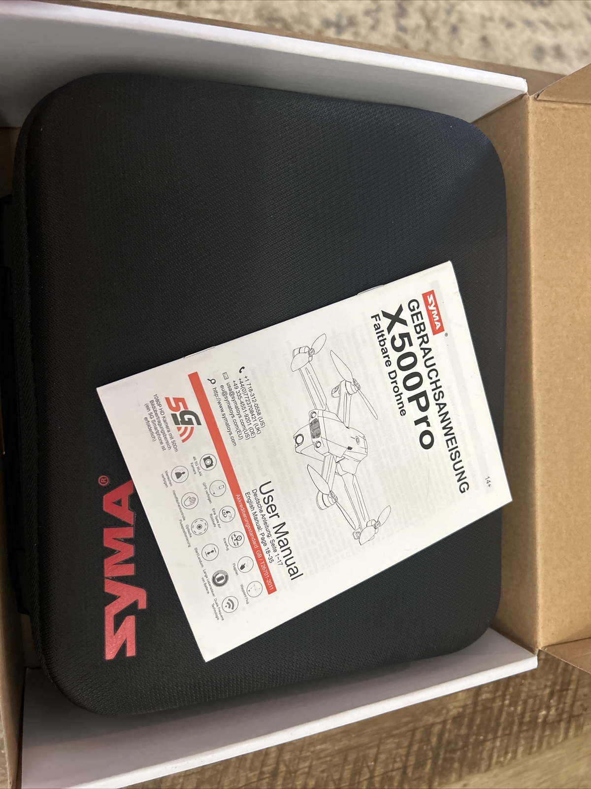 SYMA X500 PRO FOLDABLE DRONE W/ CAMERA AND CONTROLLER 2 BATTERIES IN CASE MANUAL