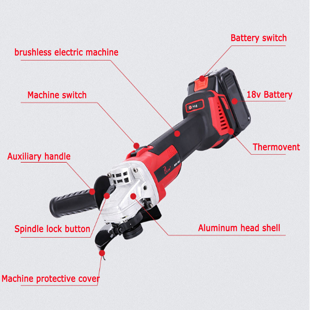 Angle Grinder Mini Cordless Brushless Polishing Grinding Machine Home Tool