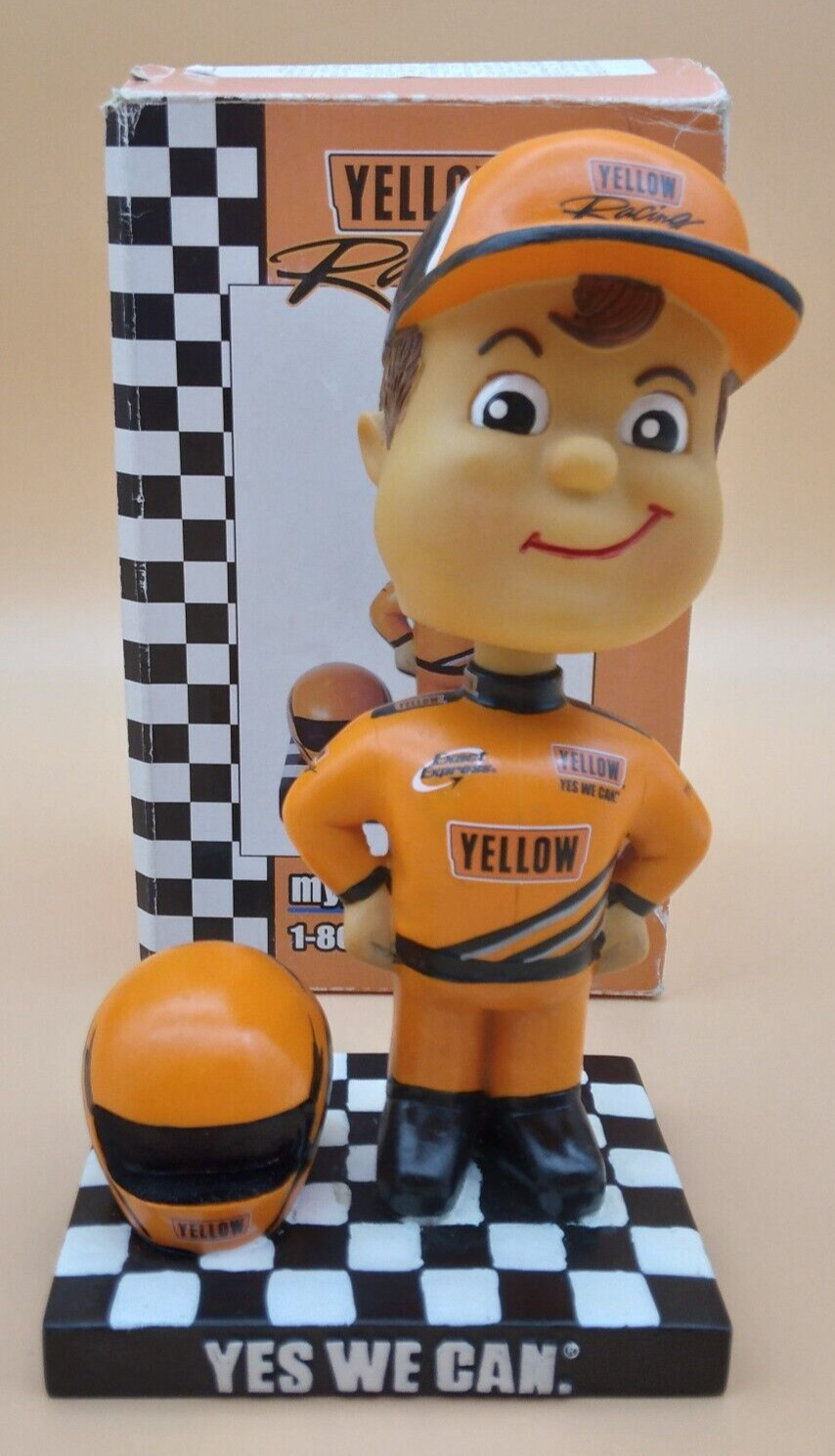 Yellow Racing Bobble Head Yes We Can Shipping NASCAR Craftsman Truck Series