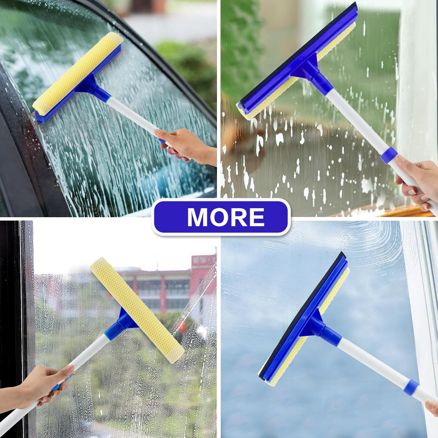 15.9" Window Squeegee for Car,2 in 1 Squeegee Window Cleaner with Long Stainl...