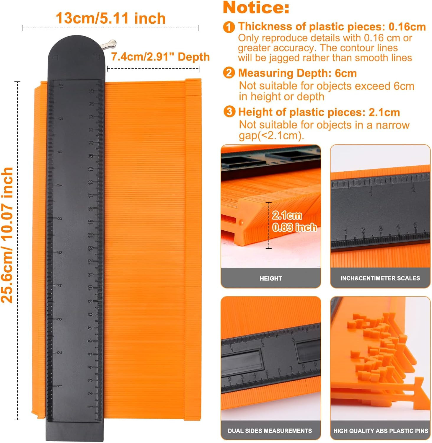 10 Inch Super Gauge Shape and Outline Tool, Contour Gauge Profile Tool with L...