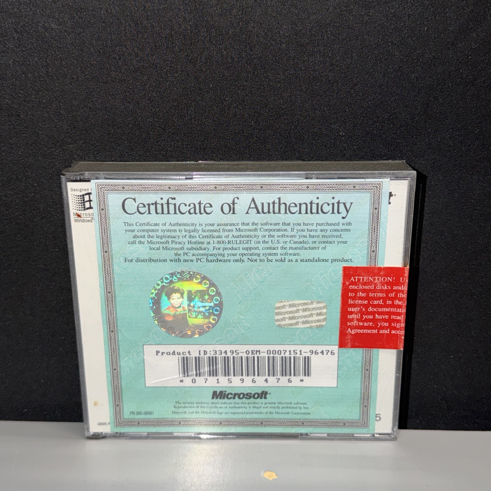 NEW Sealed Microsoft Office Professional Bookshelf Windows 95 OEM w/ COA Key